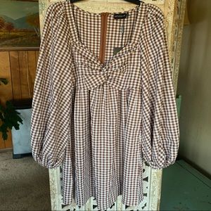 Puffy Sleeve Gingham Dress